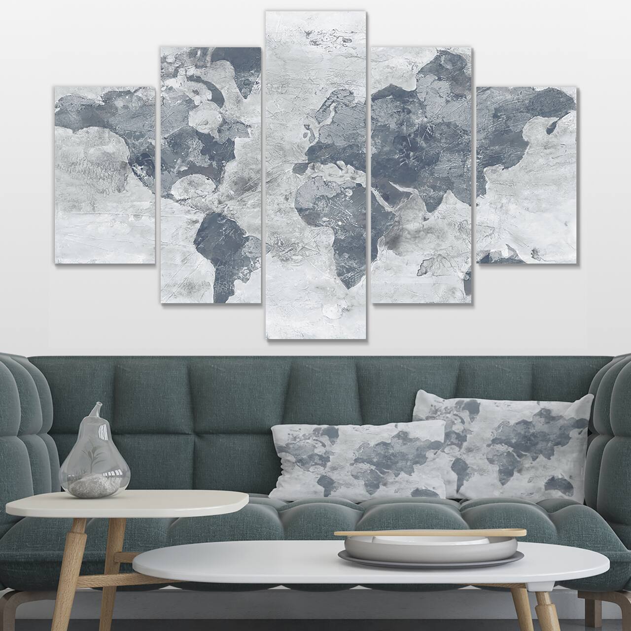 Designart - Golden Grey World Neutral - Traditional Canvas Art